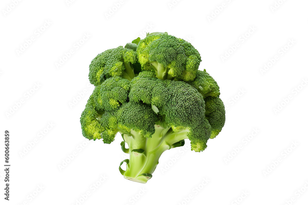 Fresh green broccoli isolated on white background. Close-up