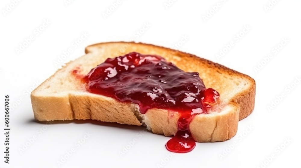 a piece of bread with jam on it on a white surface. generative ai a piece of bread with jam on it on a white surface. generative ai