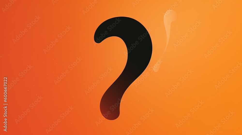 a black question mark on an orange background with a black shadow. generative ai a black question mark on an orange background with a black shadow. generative ai