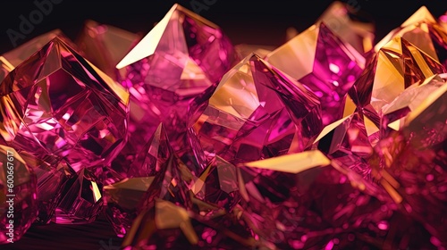  a bunch of pink diamonds sitting on top of a table. generative ai