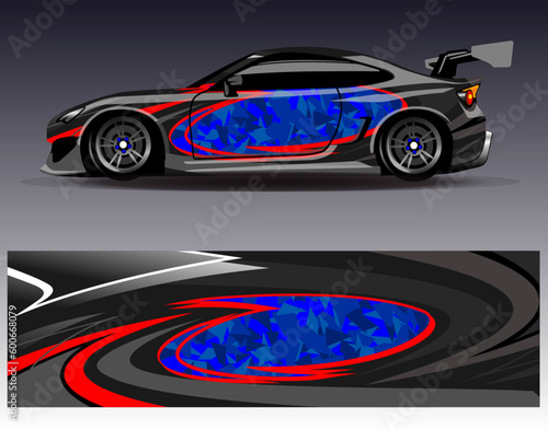 Car wrap design vector. Graphic abstract stripe racing background kit designs for wrap vehicle  race car  rally  adventure and livery