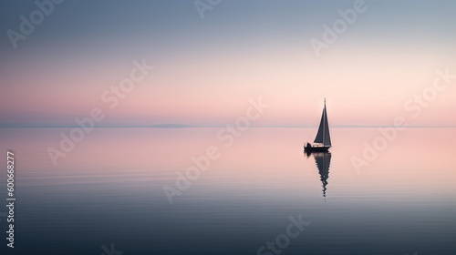  a lone sailboat floating in the middle of the ocean. generative ai