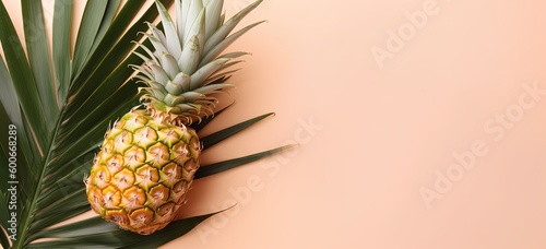 pineapple fruit banner background, Generative Ai