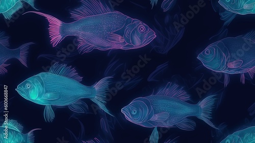 a bunch of fish that are swimming in the water together. generative ai