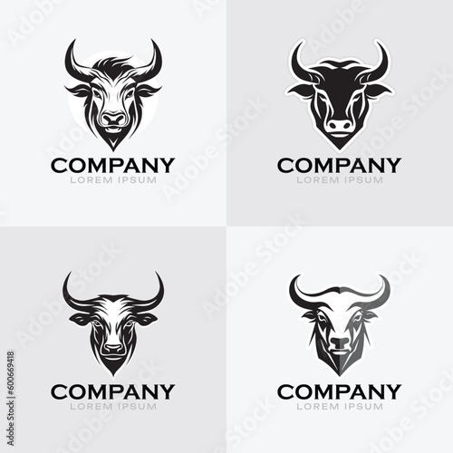 Bull Logo Set. Premium Vector Design Illustration.