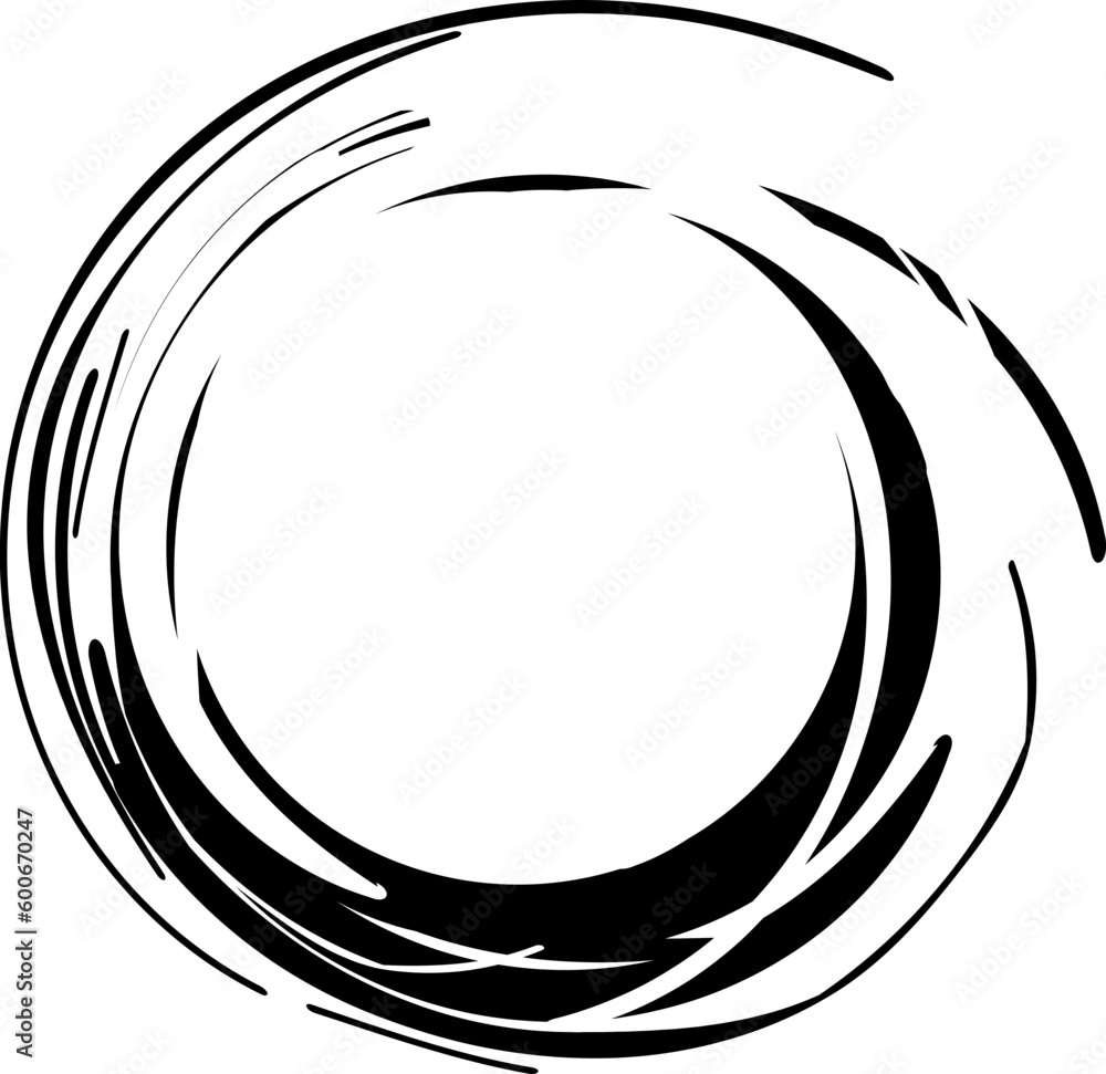 Abstract black paint brushstroke circle on transparent background. Can change color. Abstract black paint brushstroke circle on transparent background. Can change color.