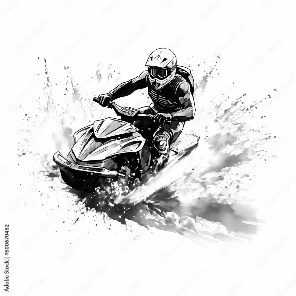 Jet Ski Illustration Isolated On White Background