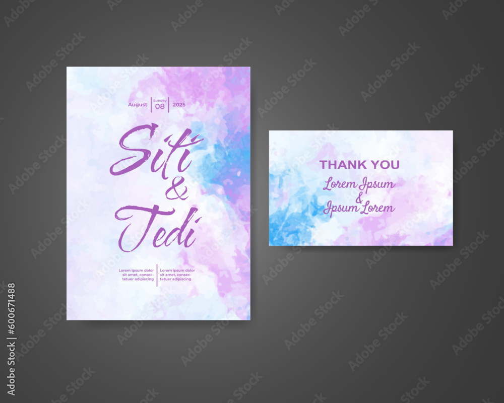 Wedding invitation with abstract watercolor background Wedding invitation with abstract watercolor background
