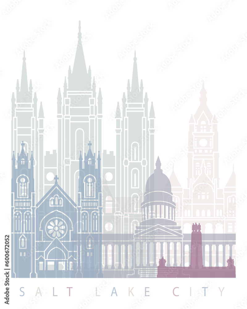 SALT LAKE CITY SKYLINE POSTER PASTEL