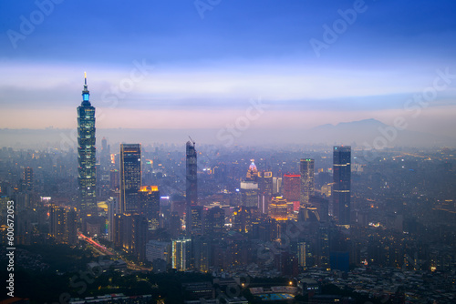 A City of Colors at Night. The Sky  a Dreamy and Romantic Canvas. Overlooking the city s dazzling landscape at dusk and night. Taipei