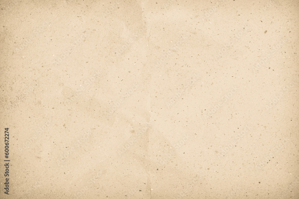 Brown recycled craft paper texture as background. Cream paper texture, Old vintage page or grunge vignette. Pattern rough art creased grunge letter. Hardboard with copy space for text.
 - obrazy, fototapety, plakaty 