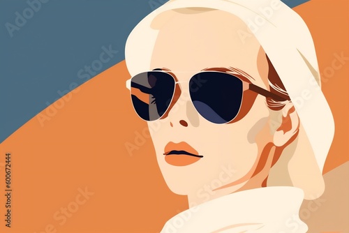 modern woman glasses illustration design model portrait style poster fashion girl. Generative AI.