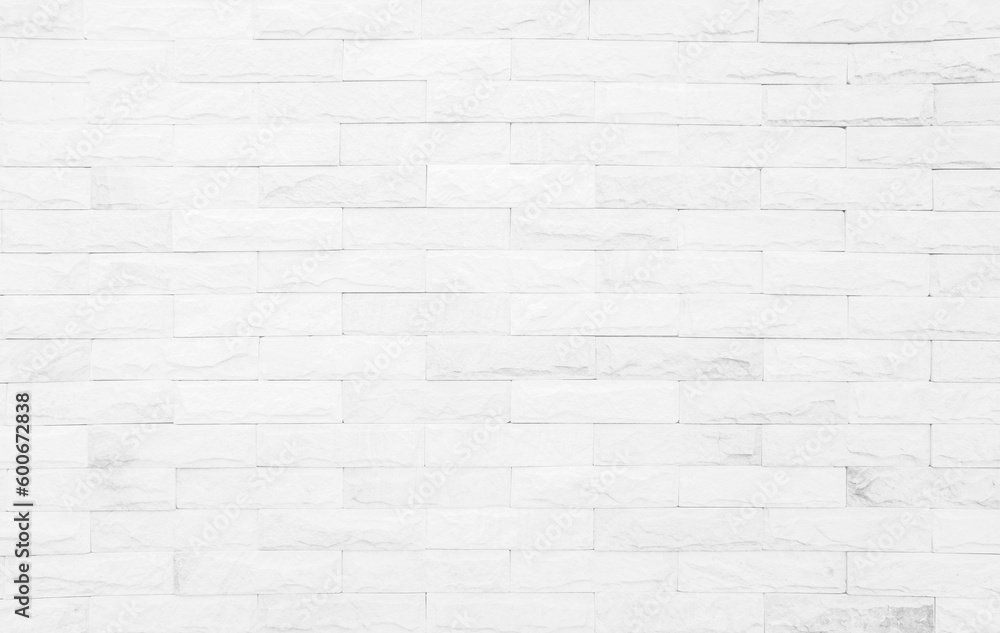 Obraz premium White grunge brick wall texture background for stone tile block painted in grey light color wallpaper.