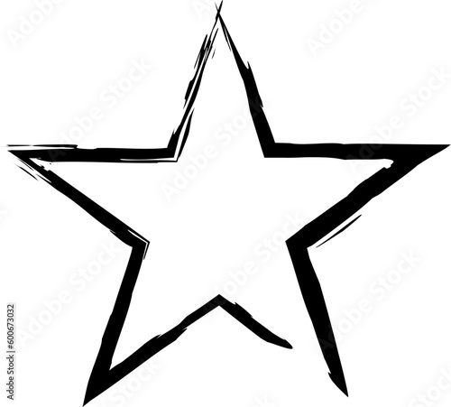 Abstract black paint brushstroke star on transparent background. Spots for grunge design. Can change color.