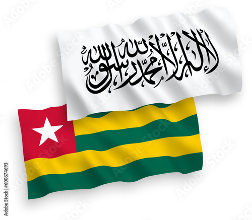 Flags of Togolese Republic and Islamic Emirate of Afghanistan on a white background