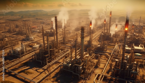 Aerial view of oil and gas industry refinery shot from drone © IMRON HAMSYAH