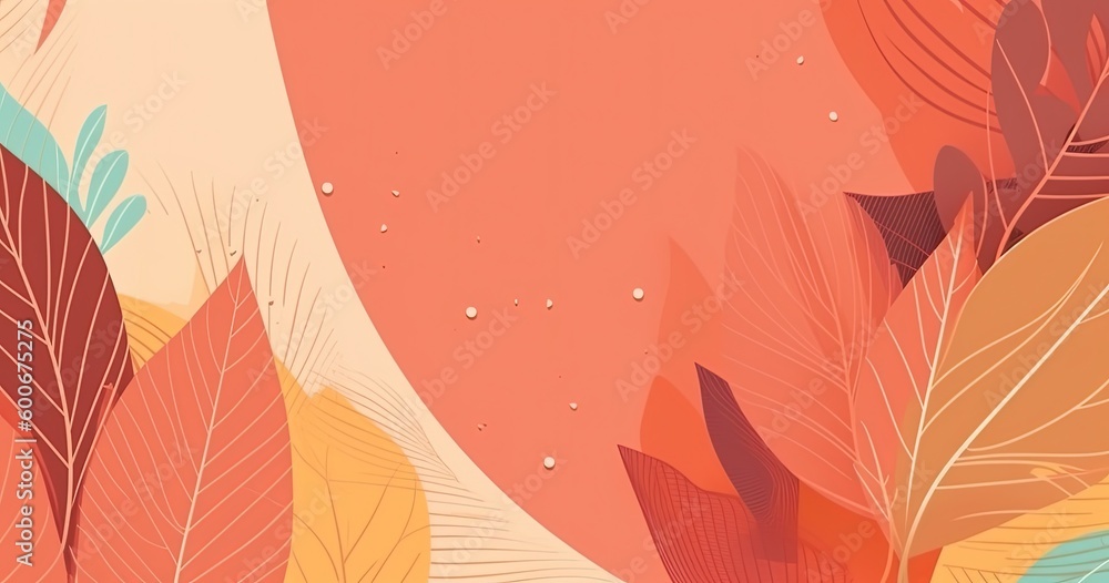 illustration of boho pattern flora and bird feather, Generative Ai