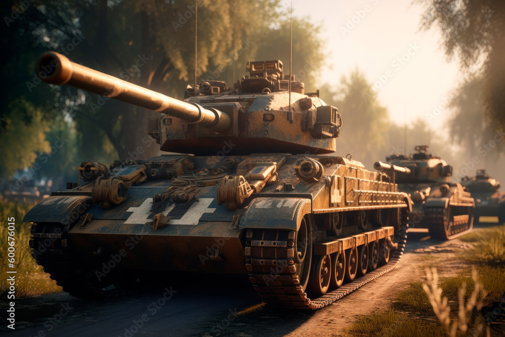 military war tanks on the road, generative ai military war tanks on the road, generative ai