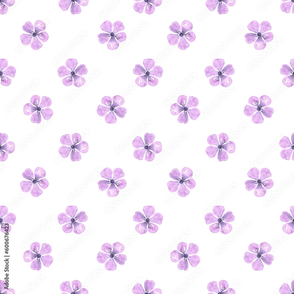 Purple abstract cherry blossom seamless pattern. Hand drawn watercolor isolated on white background. Gift-wrapping, banner, textile, fabric, wallpaper. Purple abstract cherry blossom seamless pattern. Hand drawn watercolor isolated on white background. Gift-wrapping, banner, textile, fabric, wallpaper.