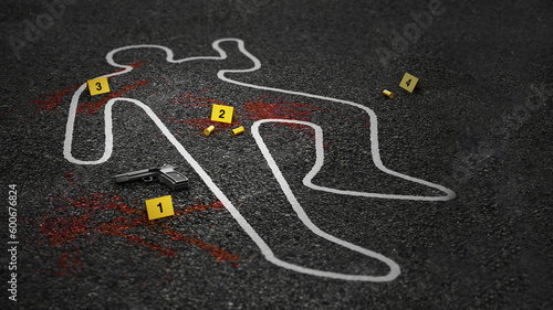 Tableau sur toile Crime scene of a murder case. 3D illustration
