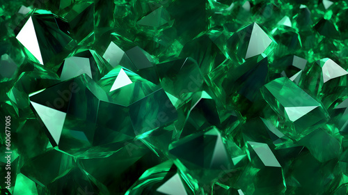 美しく光る一面の緑色の水晶の背景