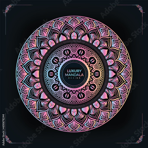 Vector amazing luxury ornamental mandala design coloring background in pink color Round gradient floral mandala patterns design