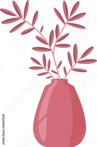 Isolated red vase with flowers