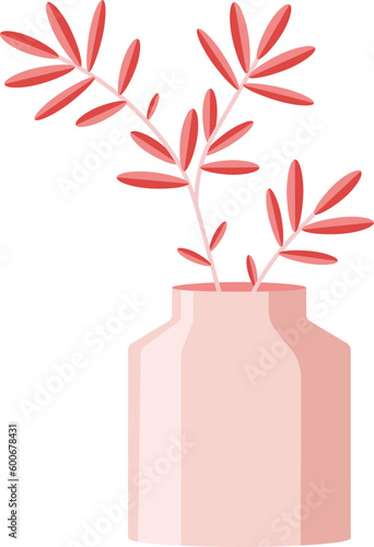 Isolated pink pastel vase with flowers