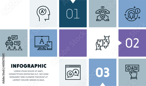 Customer relationship management infographic design with icons, made by thin line style with editable strokes.