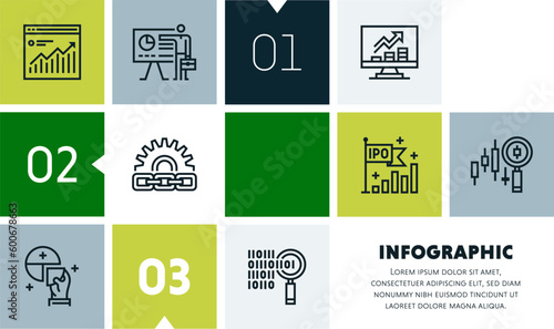 Organizational design and change management infographic design with icons, made by thin line style with editable strokes.