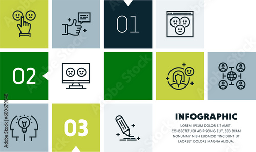 Enterprise content management infographic design with icons, made by thin line style with editable strokes.