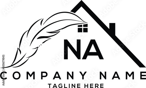 Letter na real estate, realtor, property, construction, house, home, building, or remodeling logo