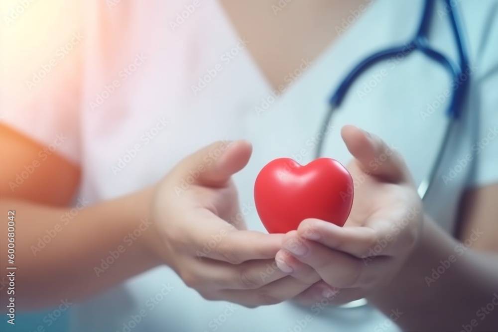 concept care heart cardiology doctor person medicine hand hospital health. Generative AI. concept care heart cardiology doctor person medicine hand hospital health. Generative AI.