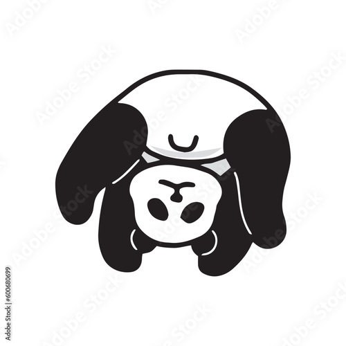 転がるパンダの手描きイラスト