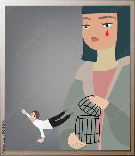 sad girl, girl crying for love, disappointed love girl painting, heartbroken girl, Sad woman with an umbrella under the rain, Hand drawn young lady heartbroken, Illustration of depression, Moody color