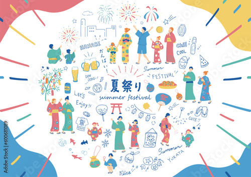 夏祭りを楽しむ人達