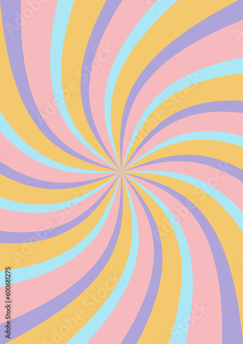 Groovy retro burst sun rays background. Vintage colorful abstract geometric pattern. Vector summer hippie carnival illustration for poster, flyer, greeting card, banner. © Viktoriia Melkisheva