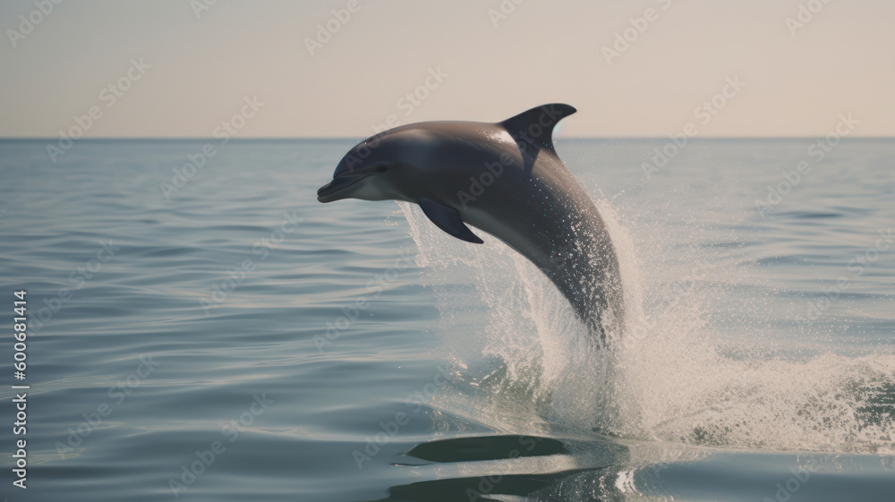 Obraz premium close up dolphin jumping generative AI