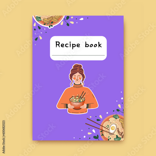 Cover for a recipe book. Front page for the cookbook. Vector.