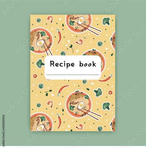 Cover for a recipe book. Front page for the cookbook. Vector.