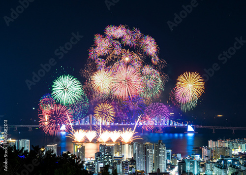 Scenery of Busan Fireworks Festival in Korea