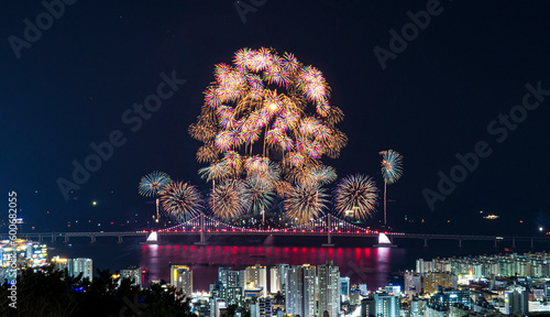 Scenery of Busan Fireworks Festival in Korea