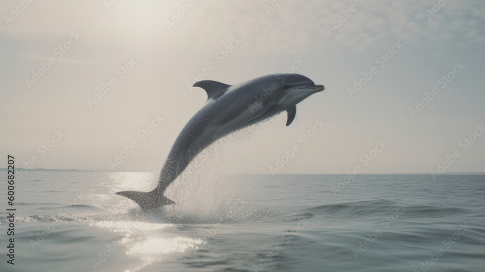 Fototapeta premium close up dolphin jumping generative AI