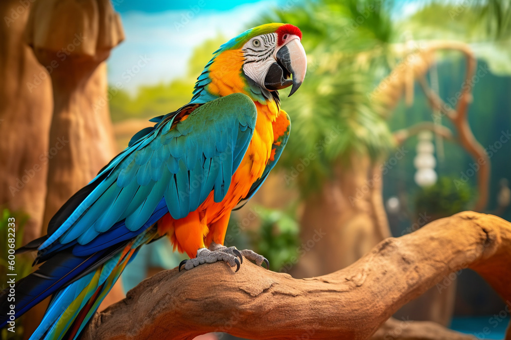 Vibrant and majestic Macaw parrot, showcasing its stunning and colorful feathers