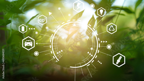 eco renewable energy icon green background