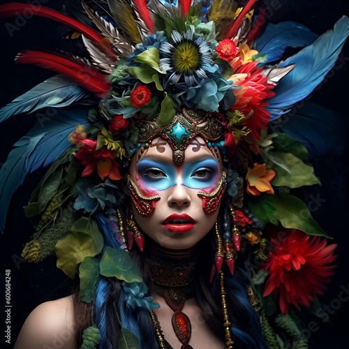 Woman in venetian carnival masks.