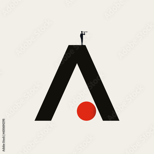 Business vision and leadership vector concept. Symbol of aspiration, ambition, inspiration. Minimal illustration
