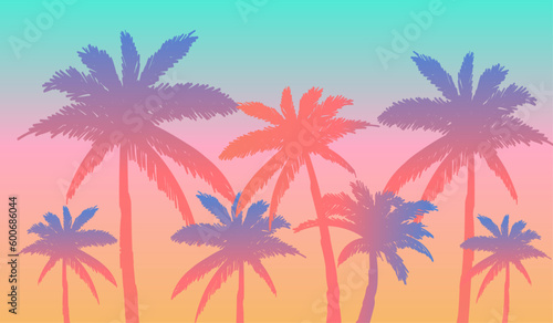 vector illustration of the beach with trees © Lidiia