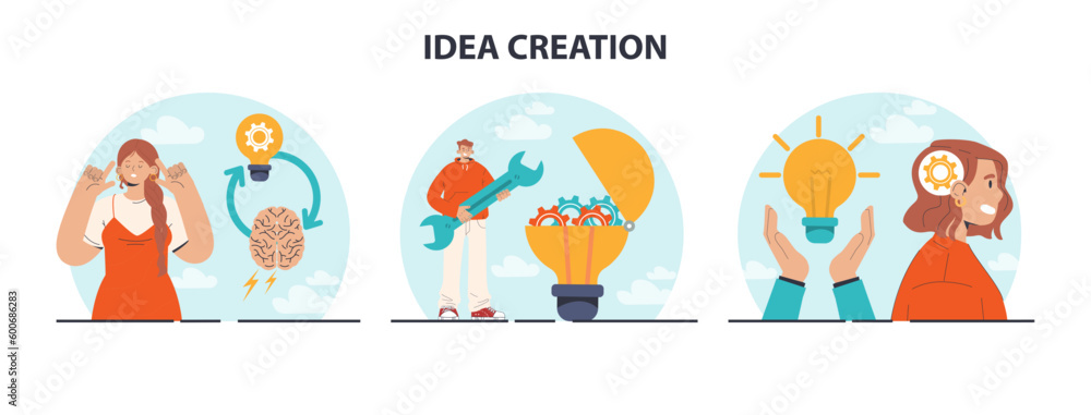 Fototapeta premium Idea set. Generation of a creative concept or business solution