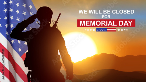 Memorial day background. We will be closed for Memorial Day. EPS10 vector